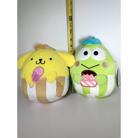 Squishmallows Sanrio Keroppi 9" & Pompompurin 8" Newsboy Hats NWT Set - Picture 5 of 5